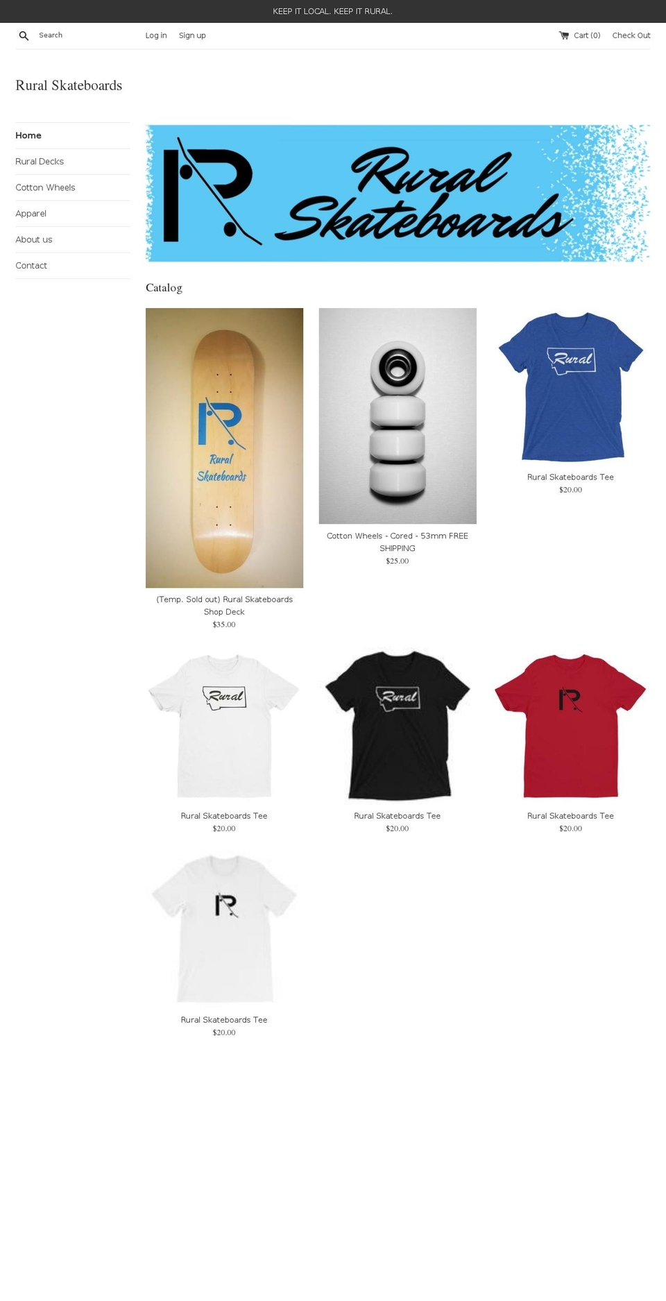 ruralskateboards.com — Shopify storefront screenshot