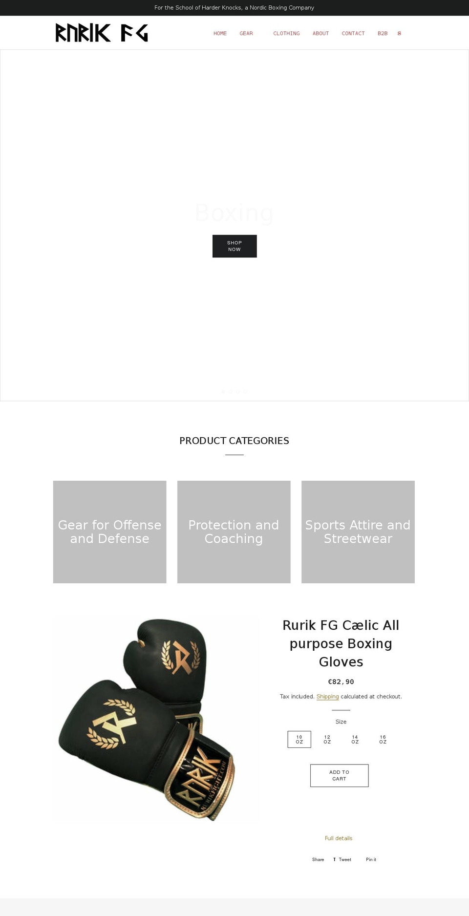 rurikfightgear.com shopify website screenshot