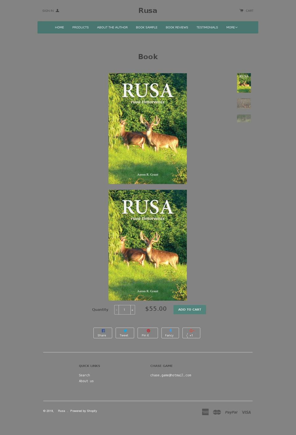 rusahunter.com shopify website screenshot