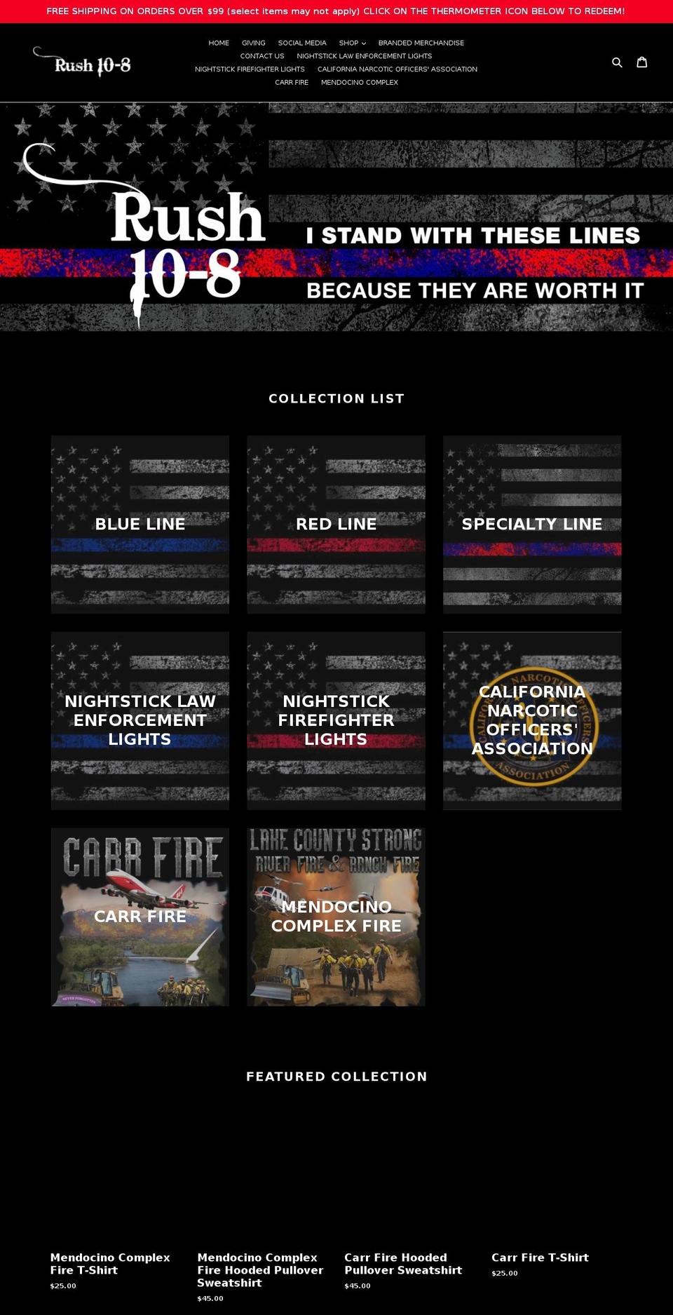 rush10-8.com — Shopify storefront screenshot