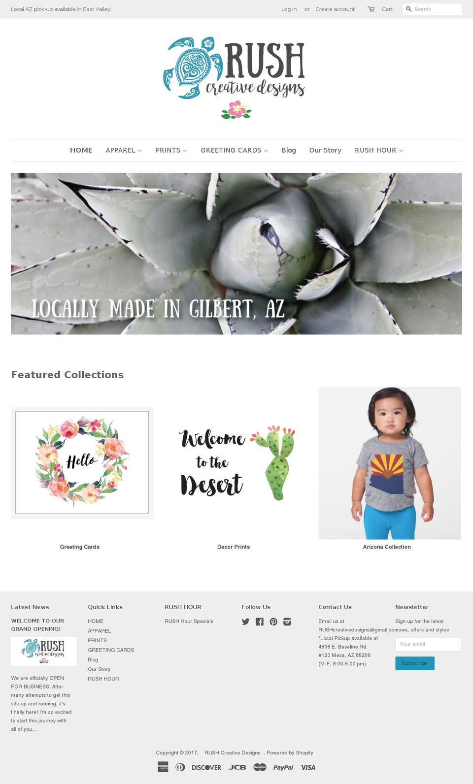 rushcreativedesigns.com shopify website screenshot