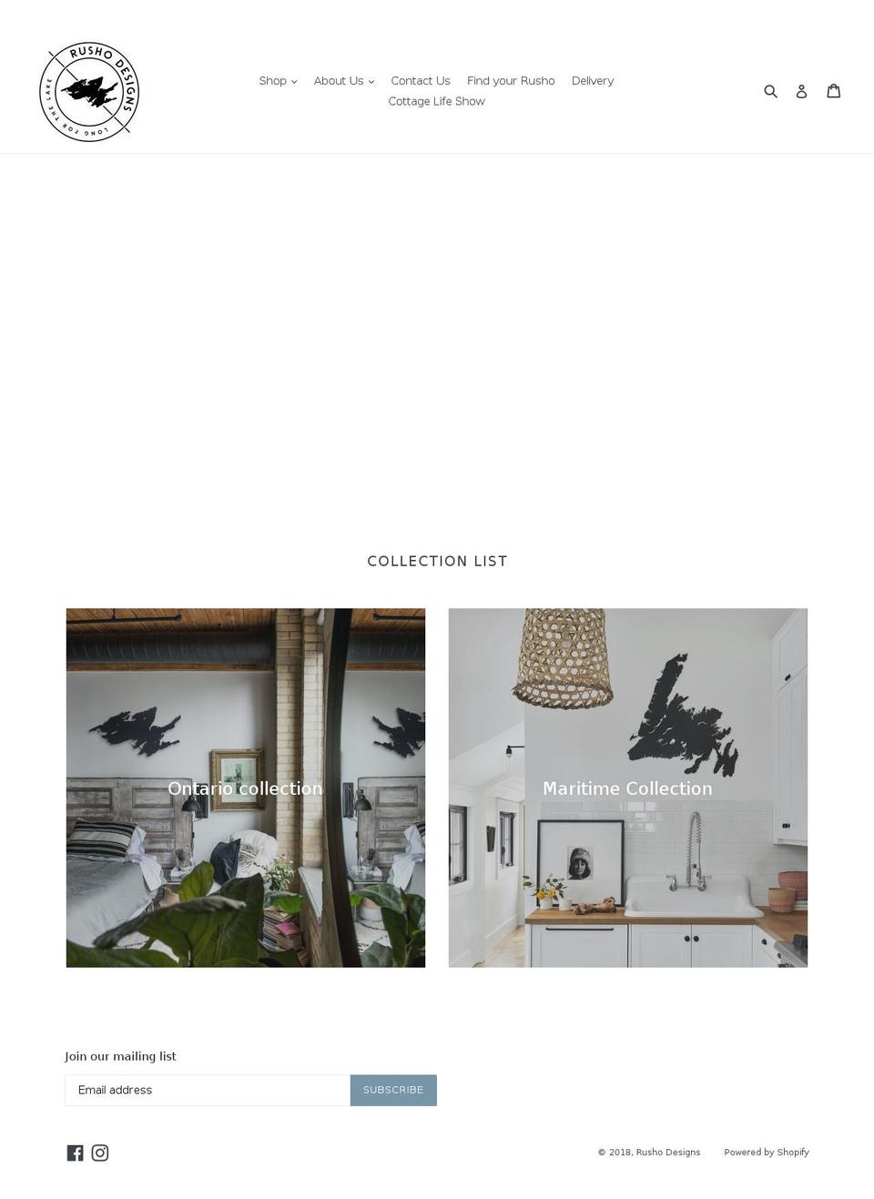 rushodesigns.com shopify website screenshot