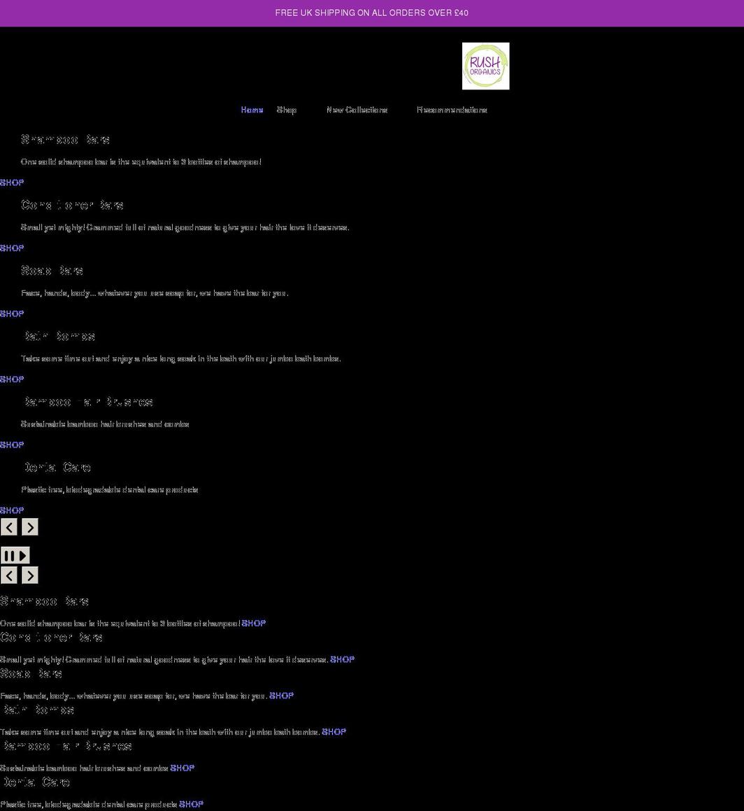 rushorganics.co.uk shopify website screenshot