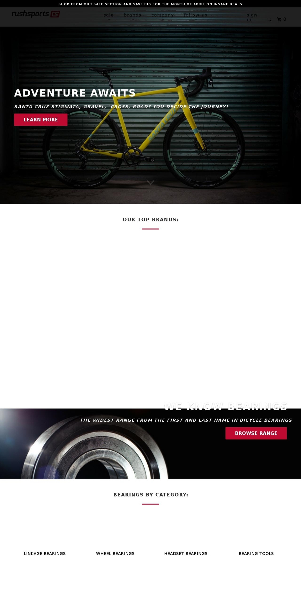 rushsportscycling.com shopify website screenshot
