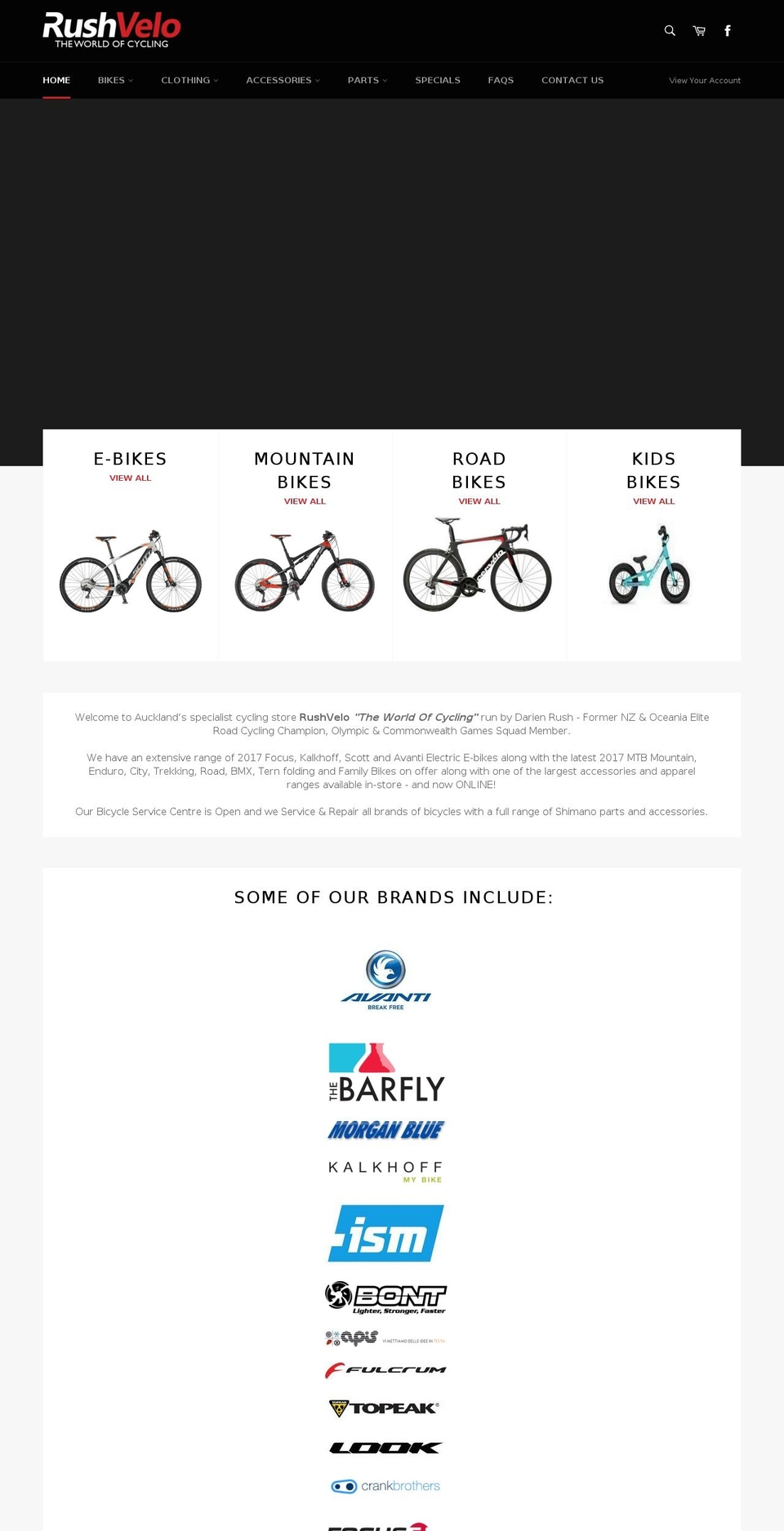 rushvelo.co.nz shopify website screenshot