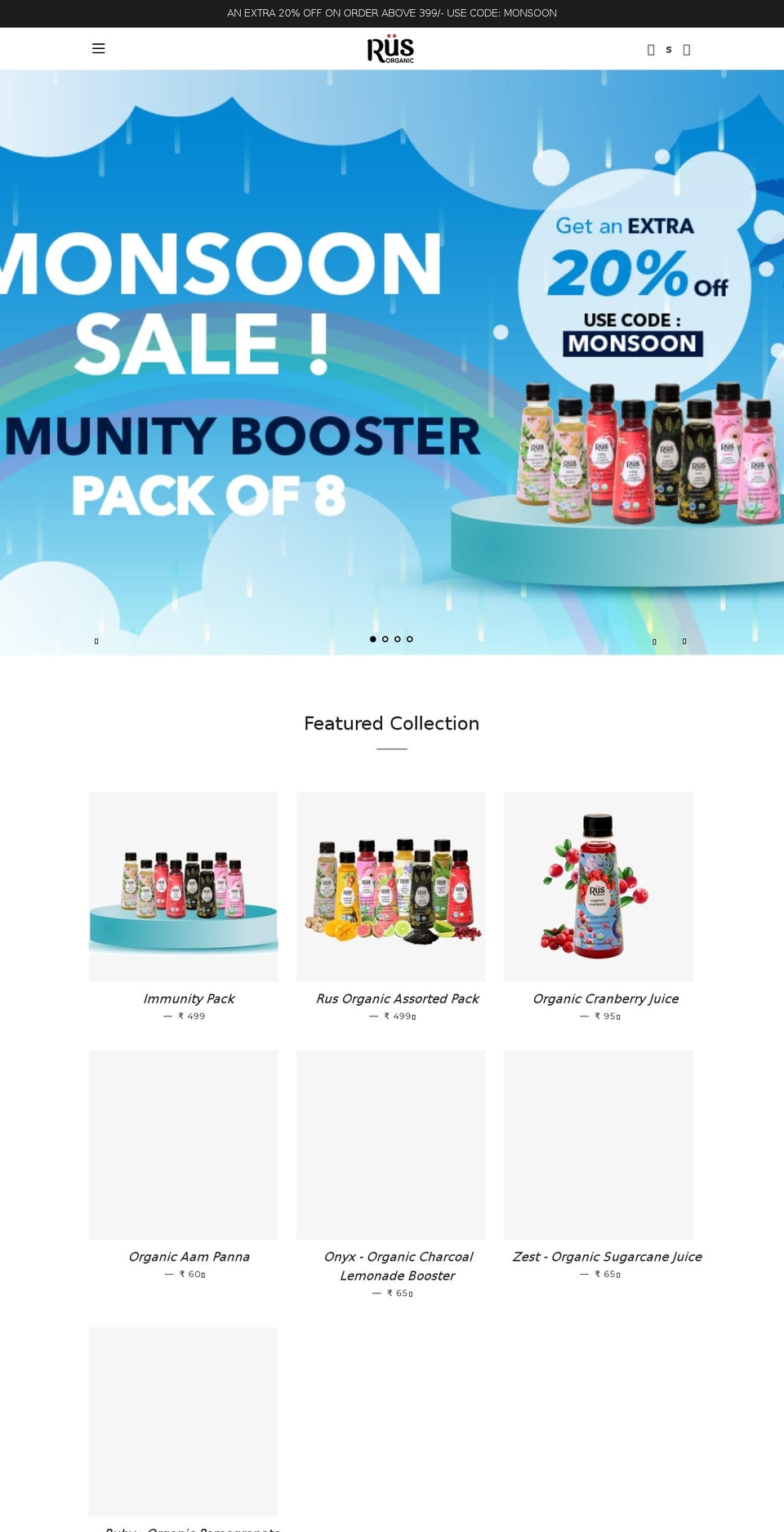 rusorganic.in shopify website screenshot