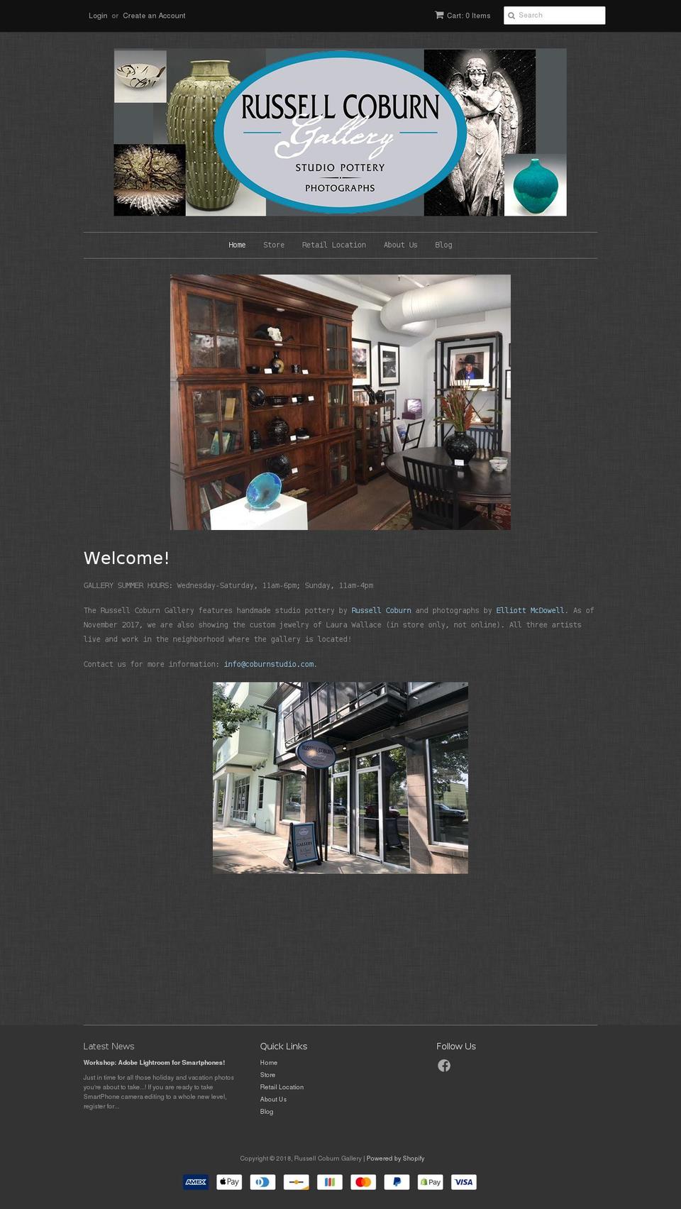 russellcoburngallery.com — Shopify storefront screenshot