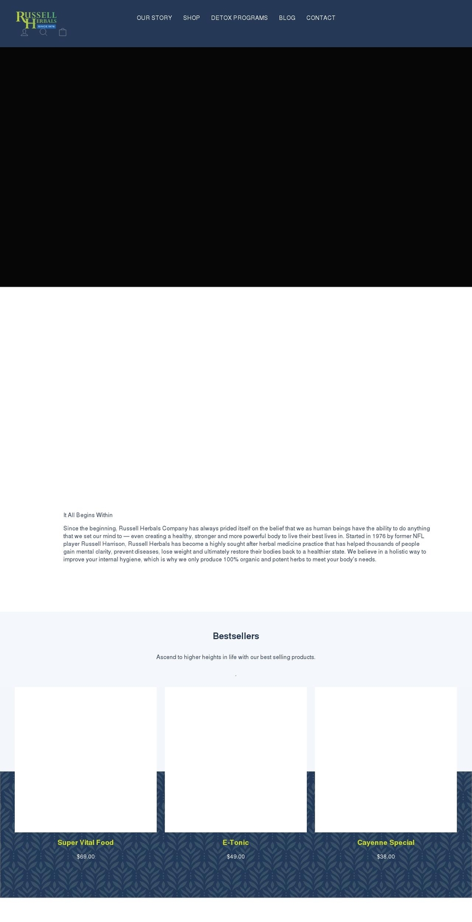 russellherbals.com shopify website screenshot