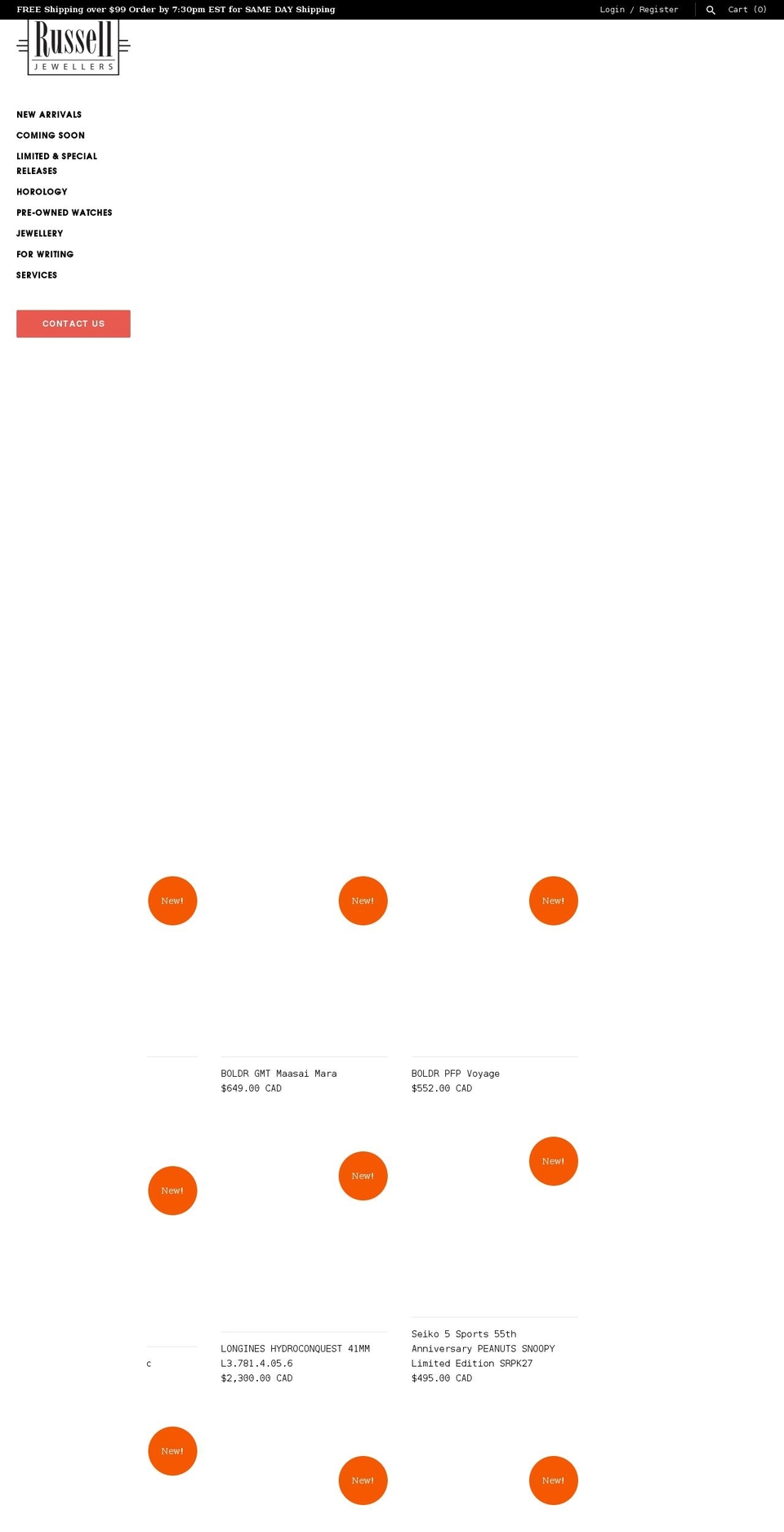 russelljewellers.com shopify website screenshot