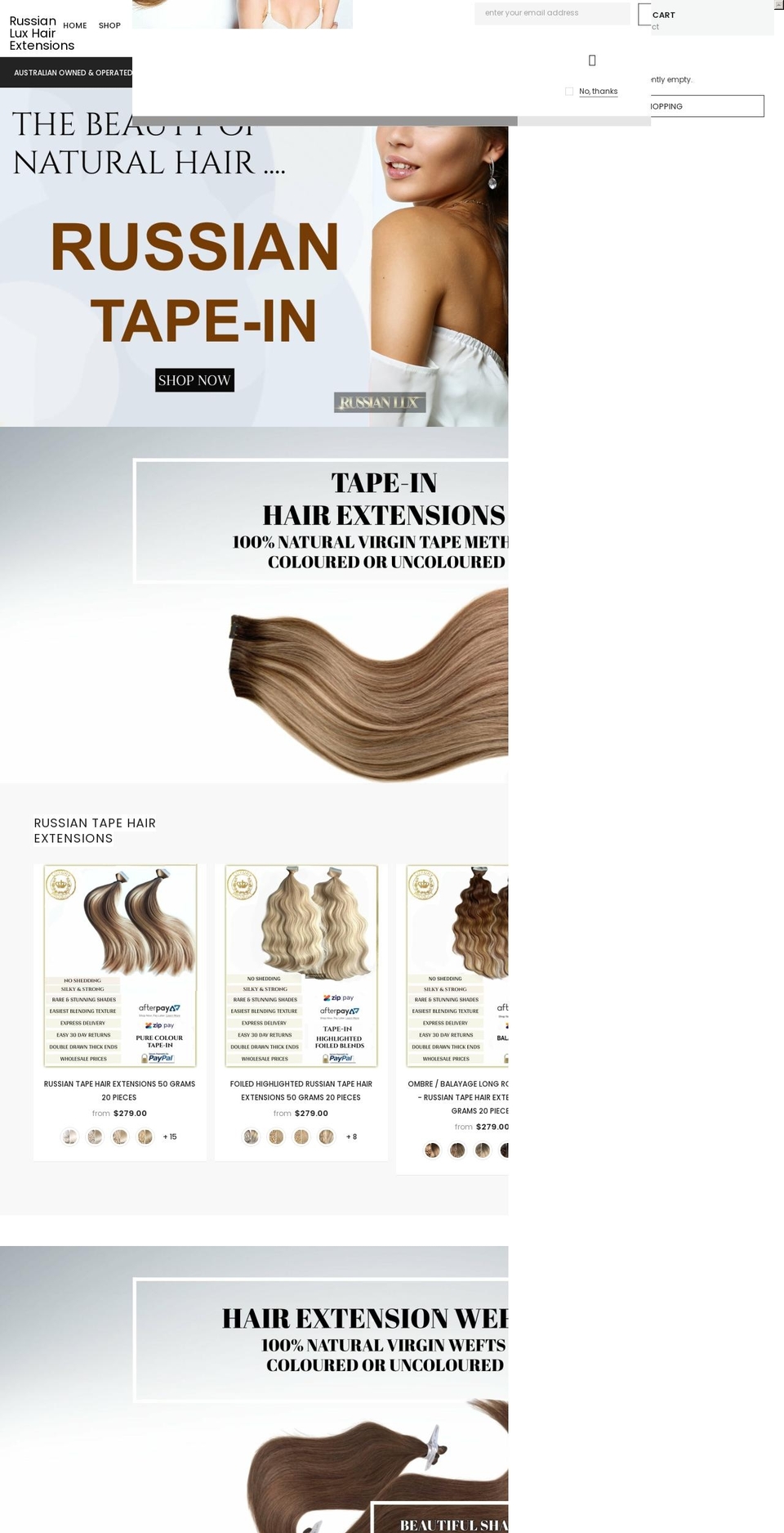 New Website Shopify theme site example russianhairextensions.com.au