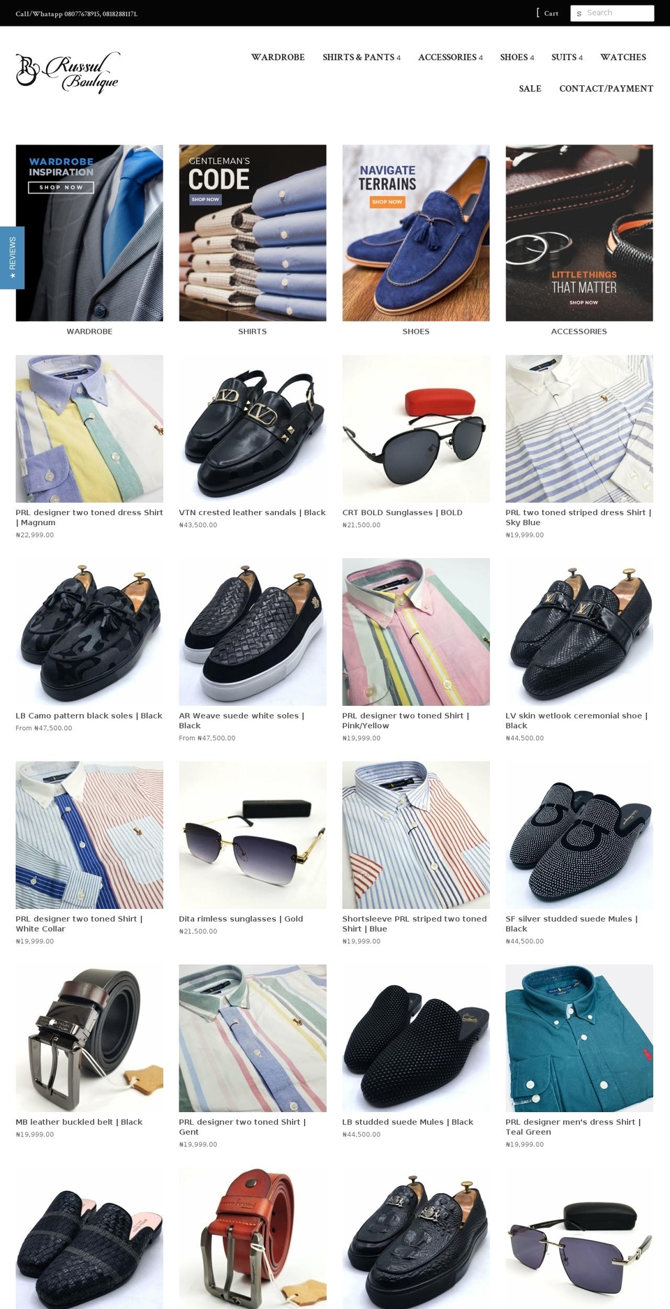 russulboutique.com shopify website screenshot