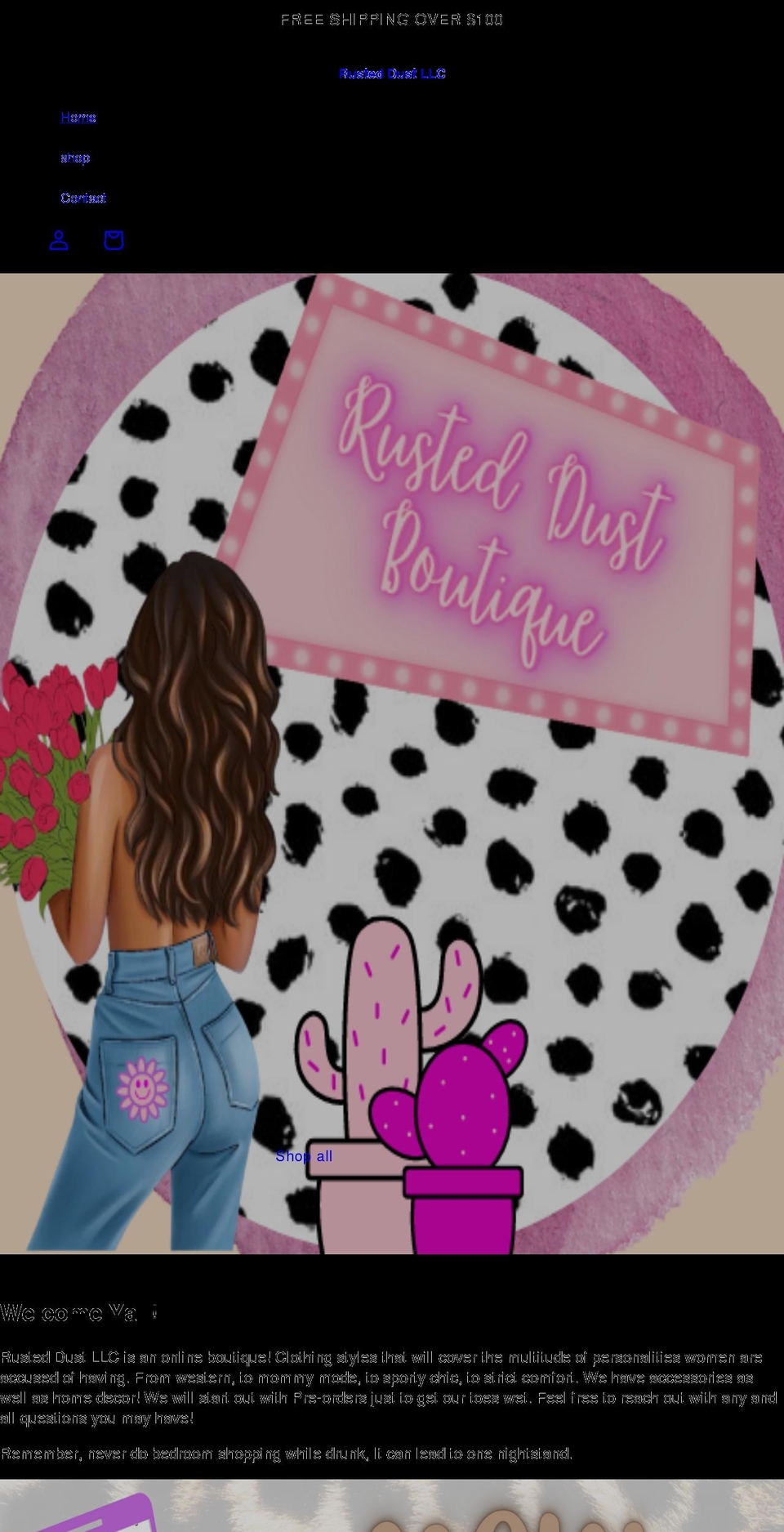 rusteddust.com shopify website screenshot