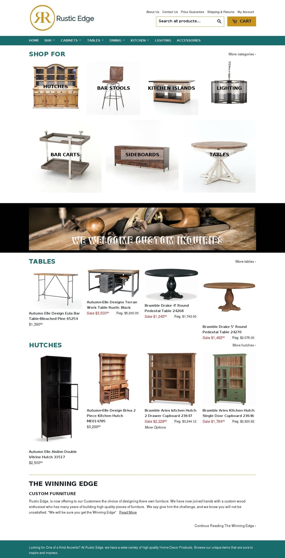 rustic-edge.com shopify website screenshot