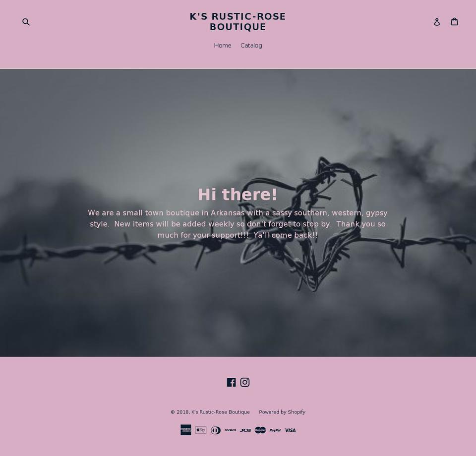 rustic-roseboutique.com — Shopify storefront screenshot