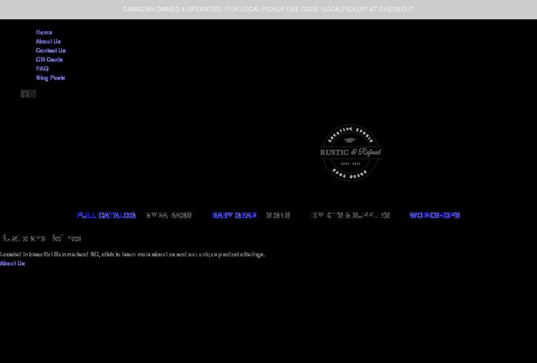 rusticandrefined.ca shopify website screenshot
