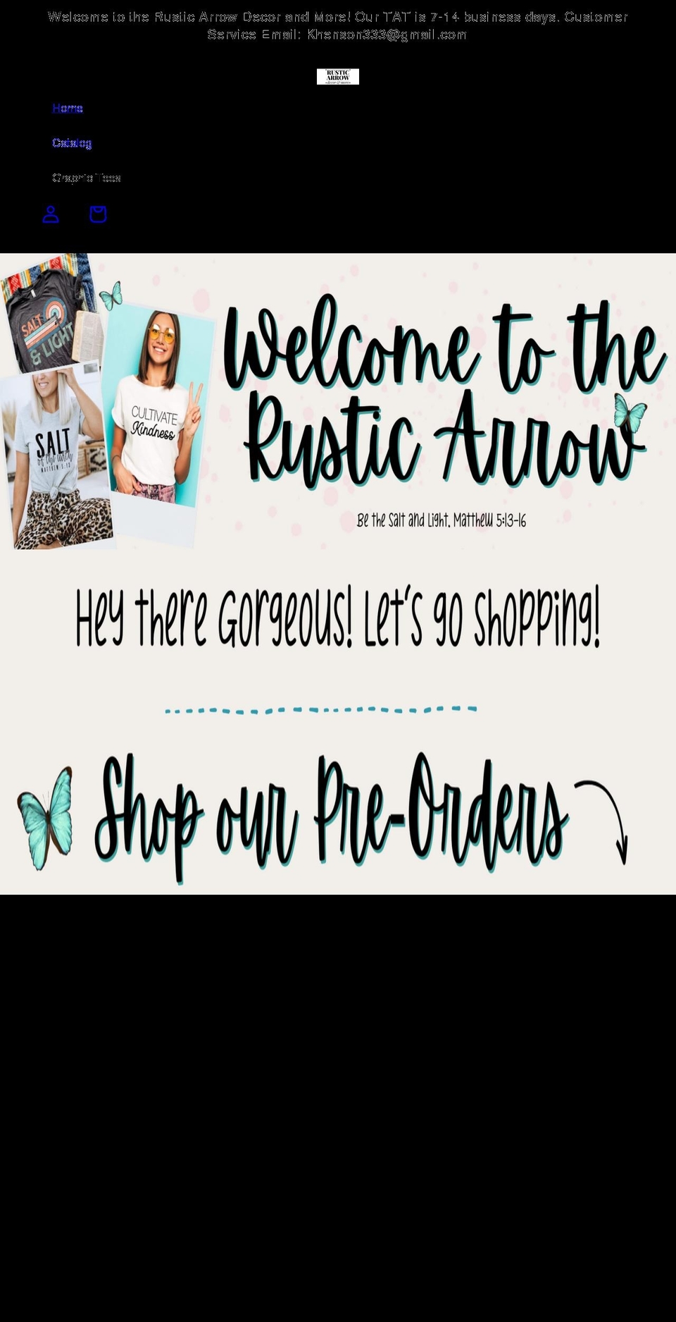 rusticarrowdecor.com shopify website screenshot