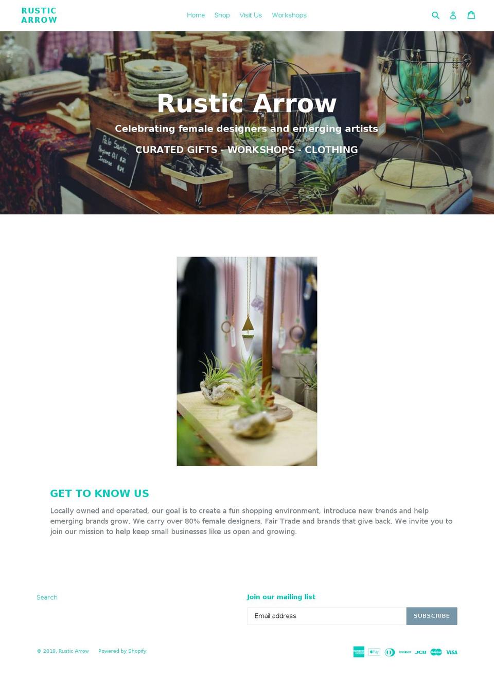 rusticarrowmaine.com shopify website screenshot