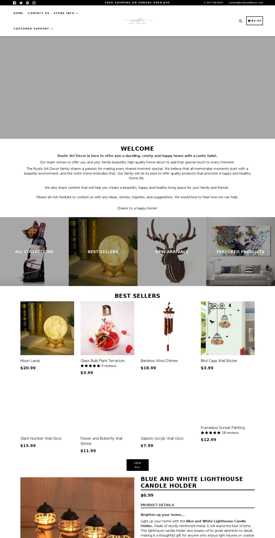 rusticartdecor.com — Shopify storefront screenshot