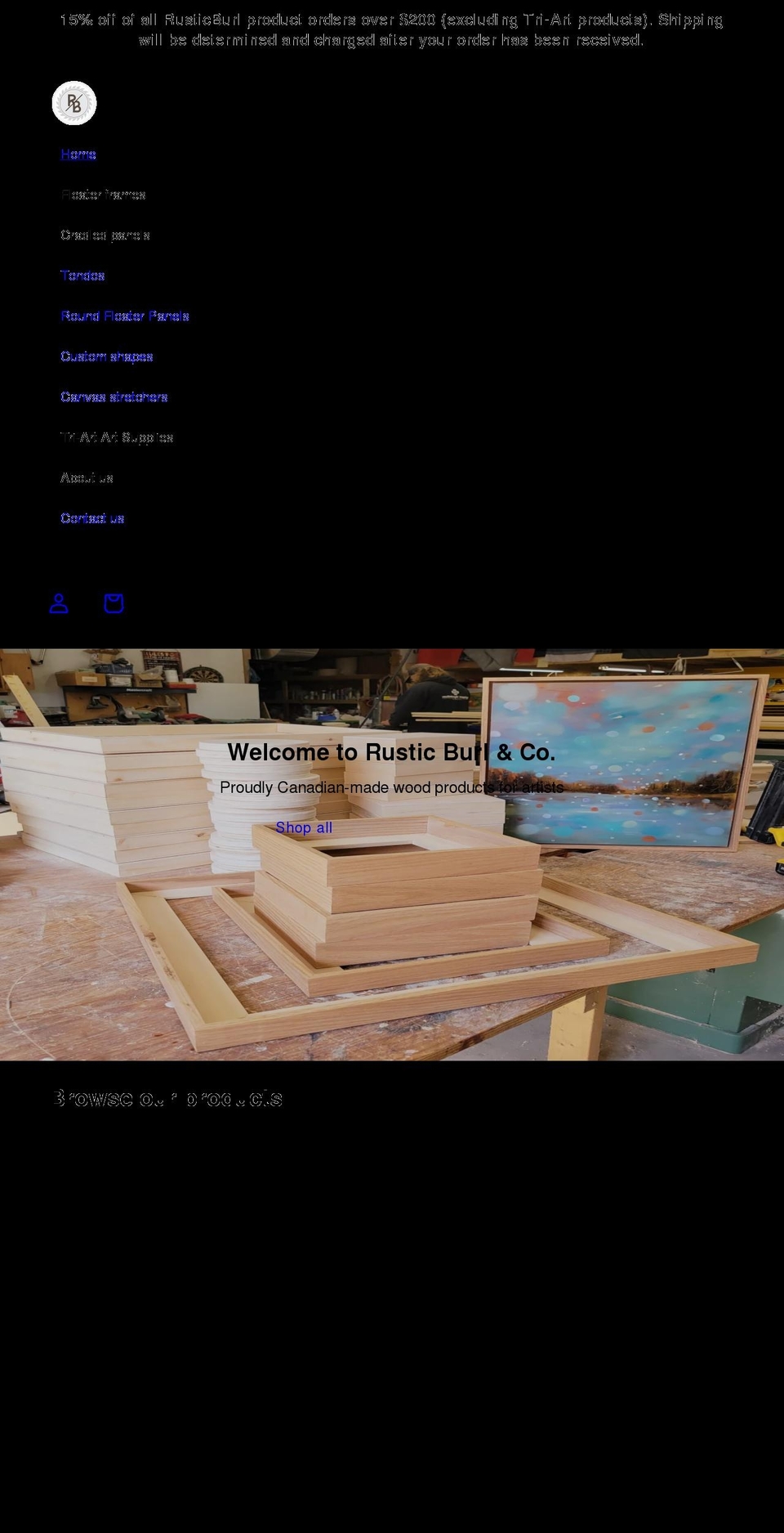 rusticburl.com shopify website screenshot