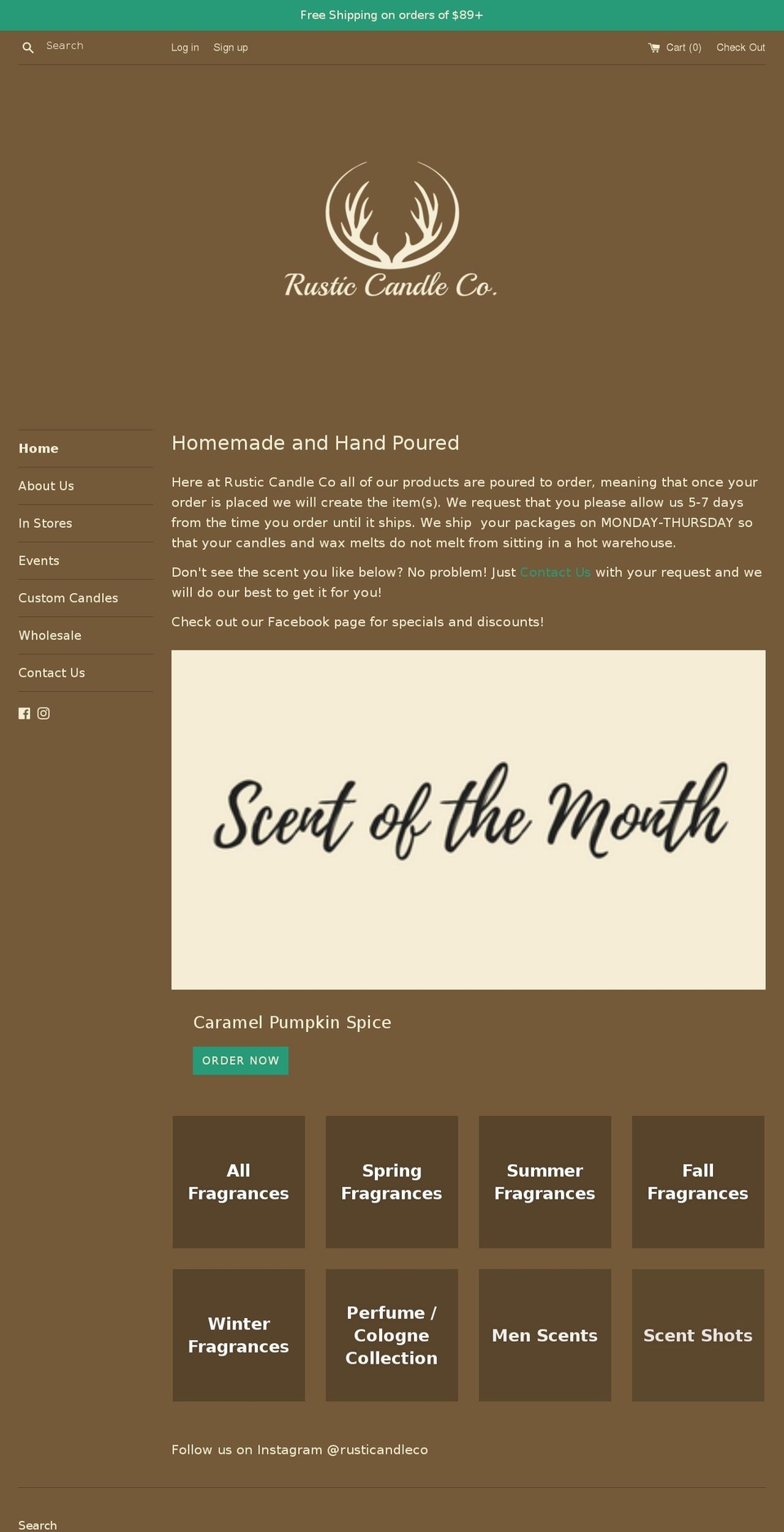 rusticcandleco.com — Shopify storefront screenshot