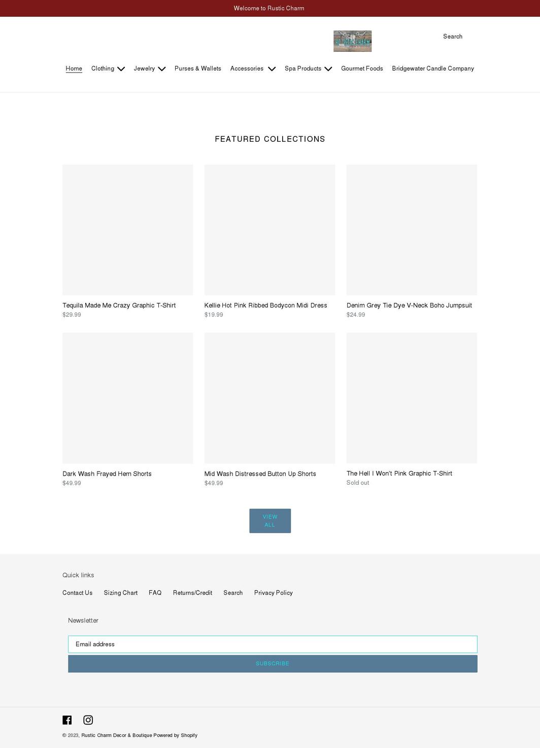 rusticcharmboutique.net shopify website screenshot