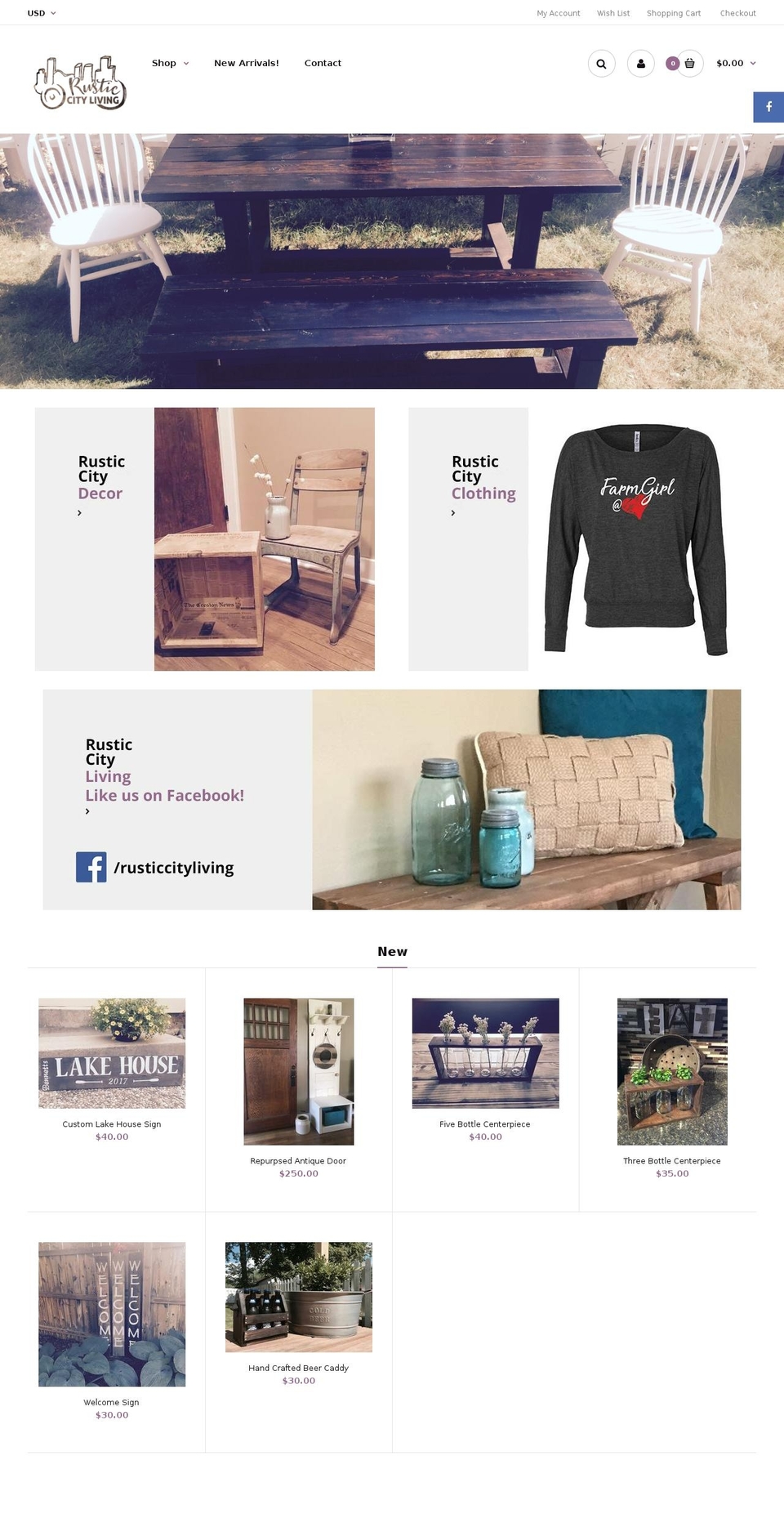 rusticcityliving.com — Shopify storefront screenshot