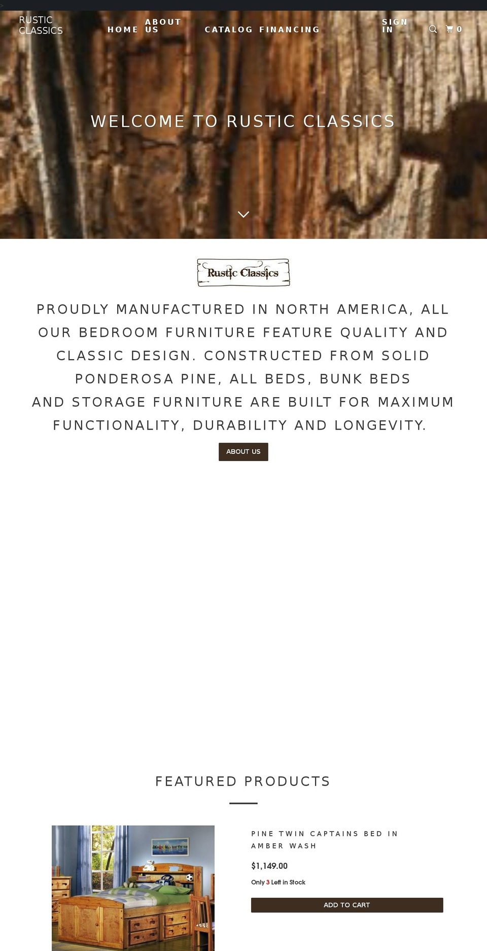 rusticclassics.ca shopify website screenshot