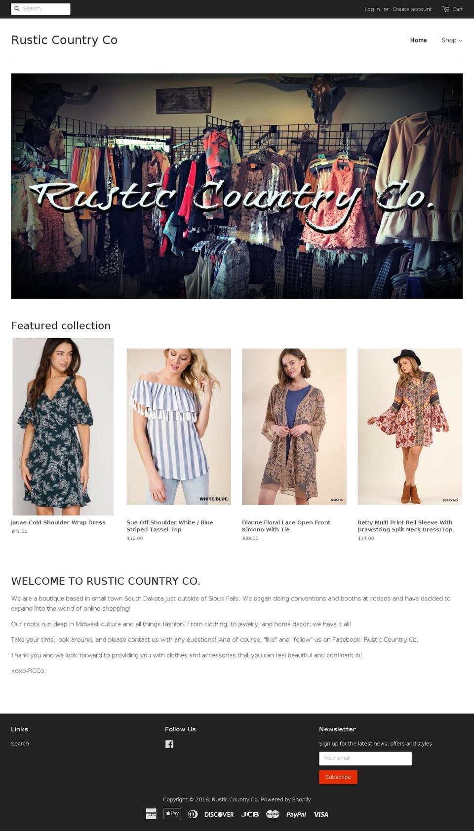 rusticcountryco.com shopify website screenshot