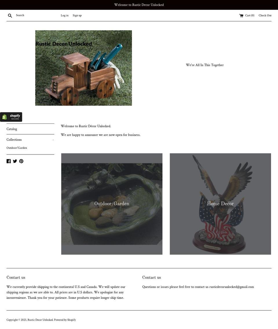 rusticdecorunlocked.com — Shopify storefront screenshot