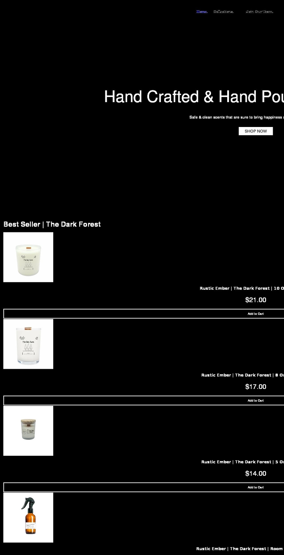 rusticember.com shopify website screenshot