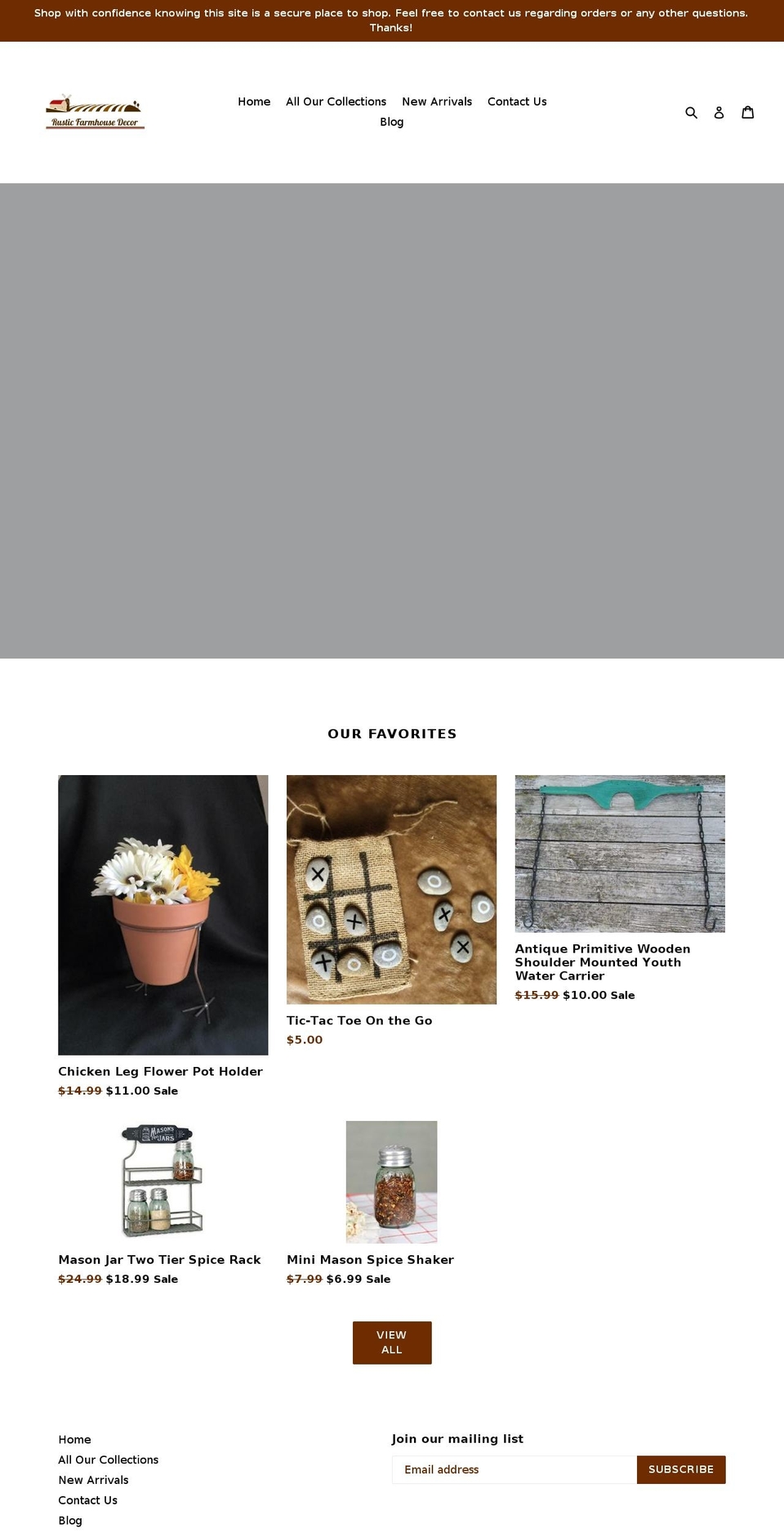 rusticfarmhousedecor.store shopify website screenshot