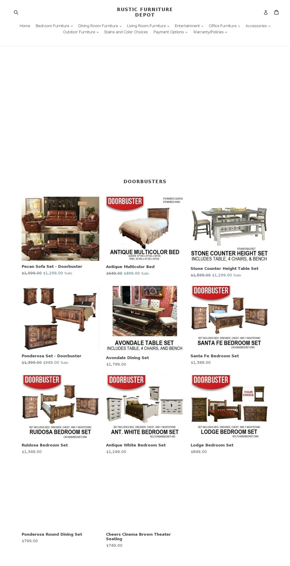 rusticfurnituredepot.com shopify website screenshot