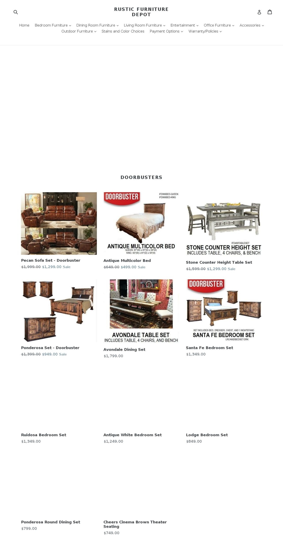 rusticfurnituredepot.net shopify website screenshot