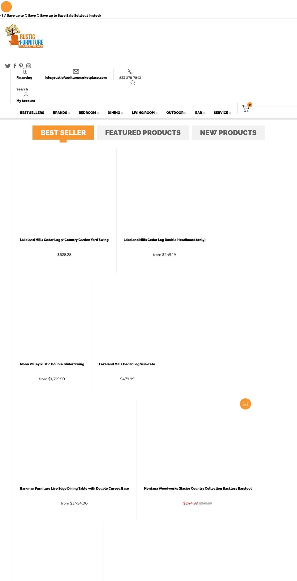 rusticfurnituremarketplace.com shopify website screenshot