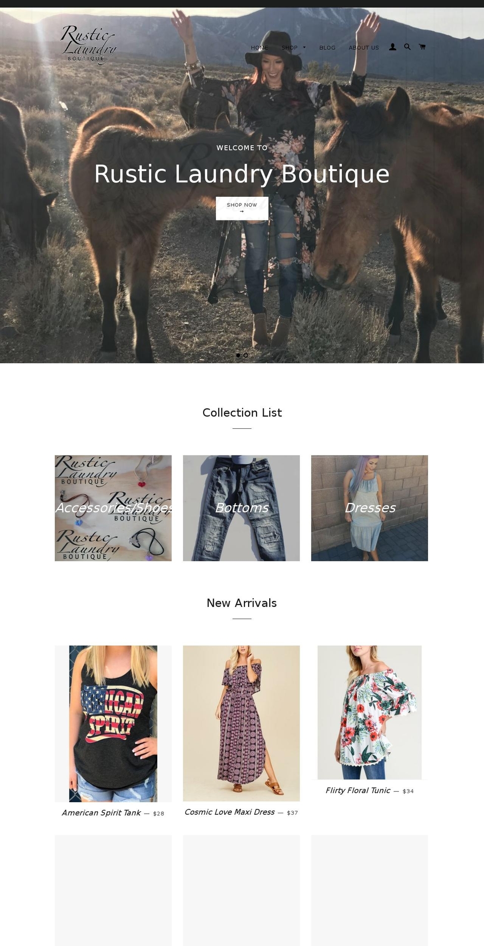 rusticlaundryboutique.com shopify website screenshot