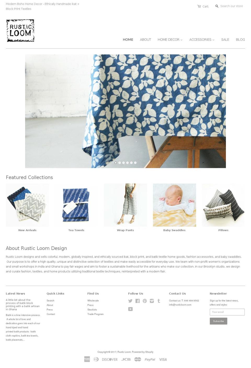 rusticloom.com shopify website screenshot