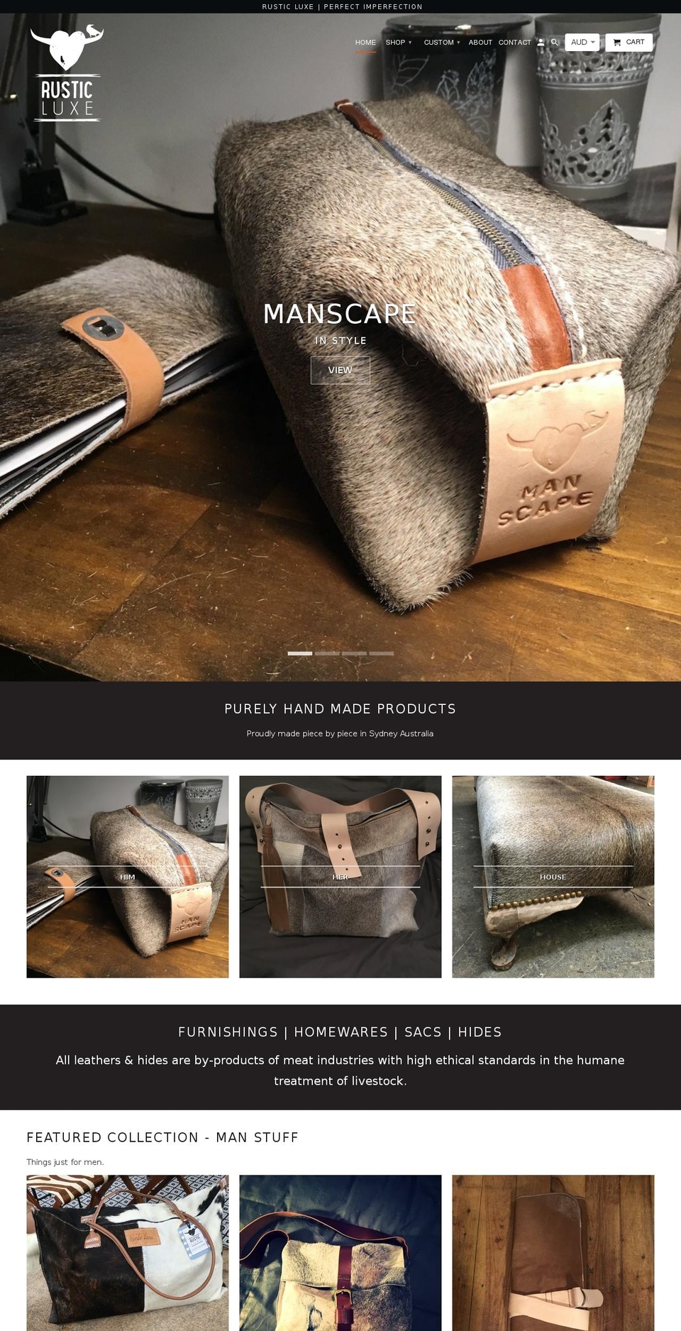 rusticluxe.com.au shopify website screenshot