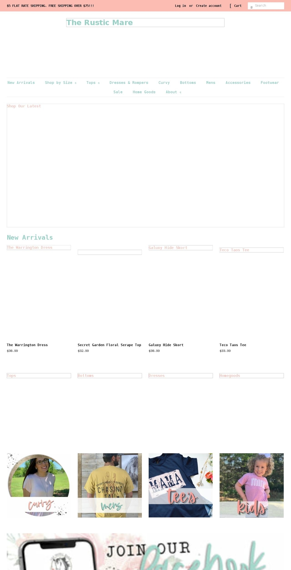 rusticmare.com shopify website screenshot