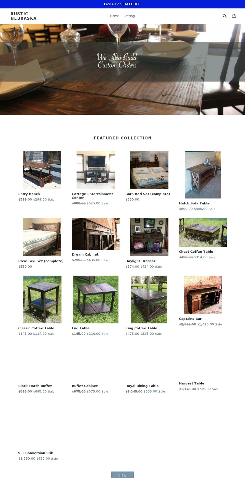 rusticnebraska.com — Shopify storefront screenshot