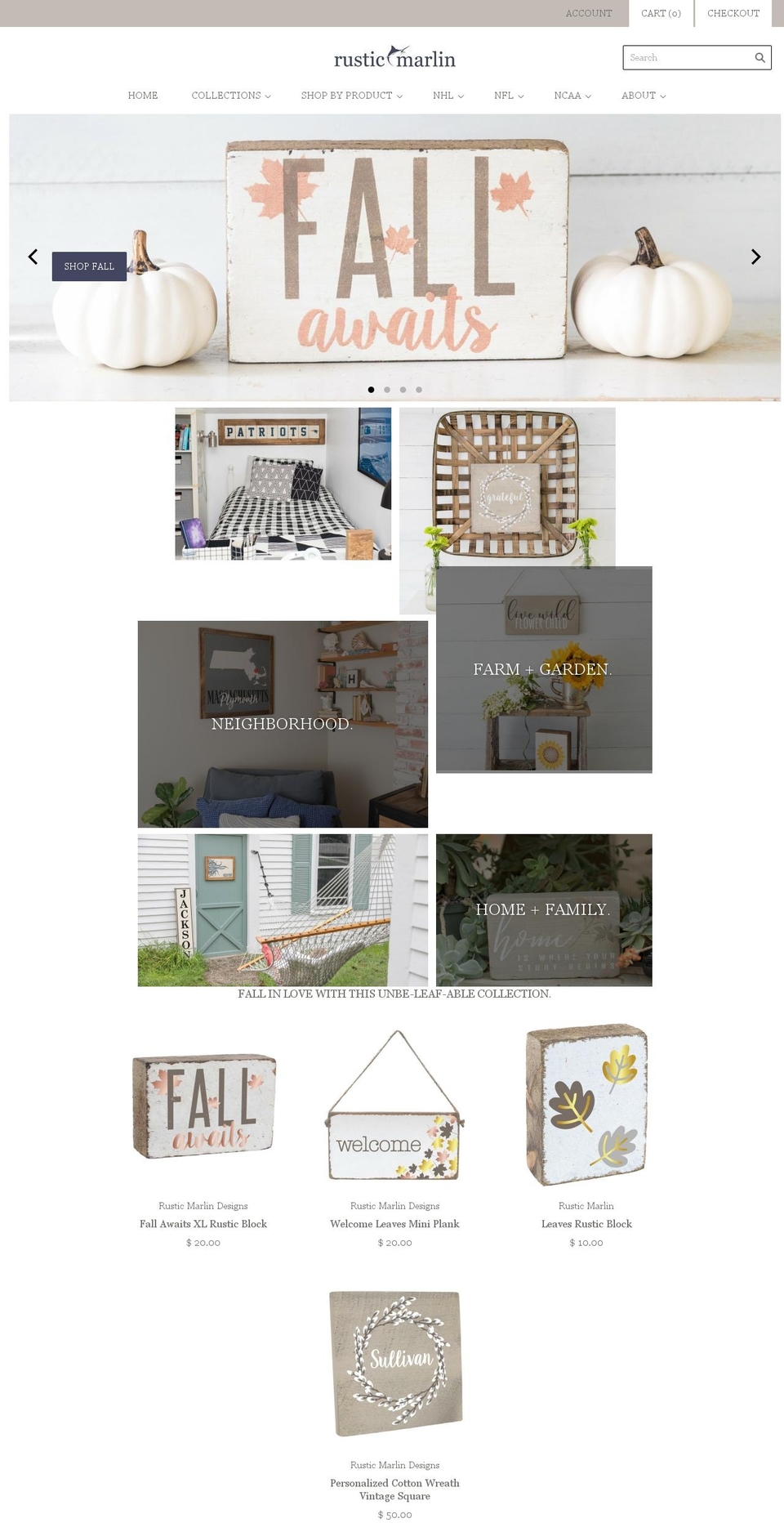 rusticnfl.com — Shopify storefront screenshot
