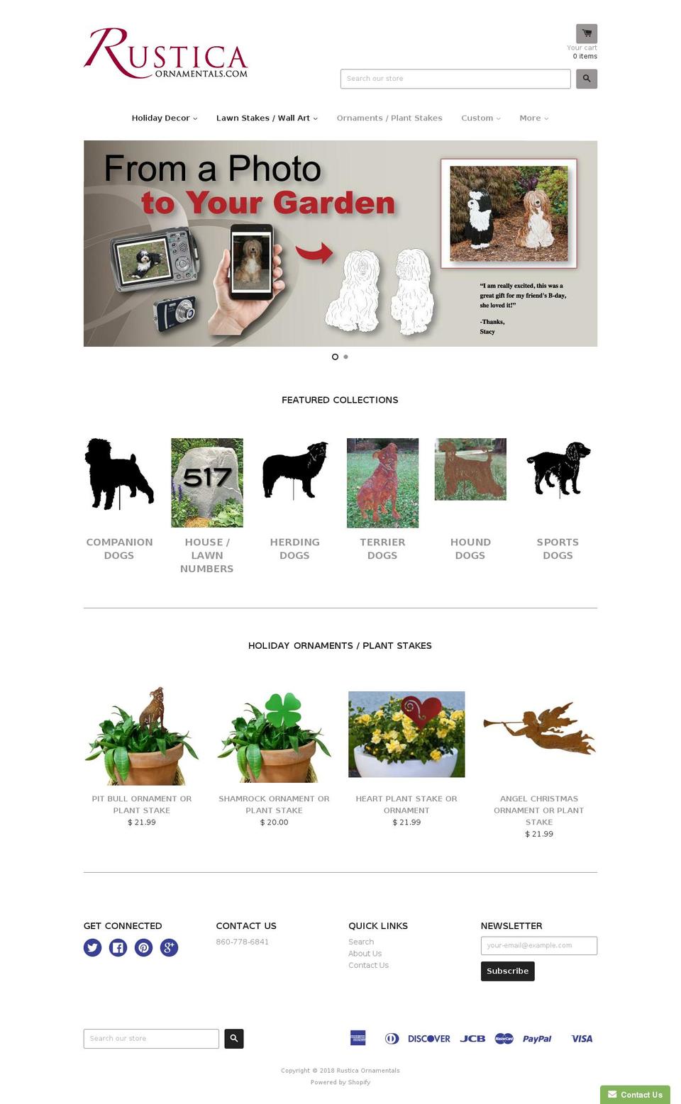 rusticornaments.net shopify website screenshot