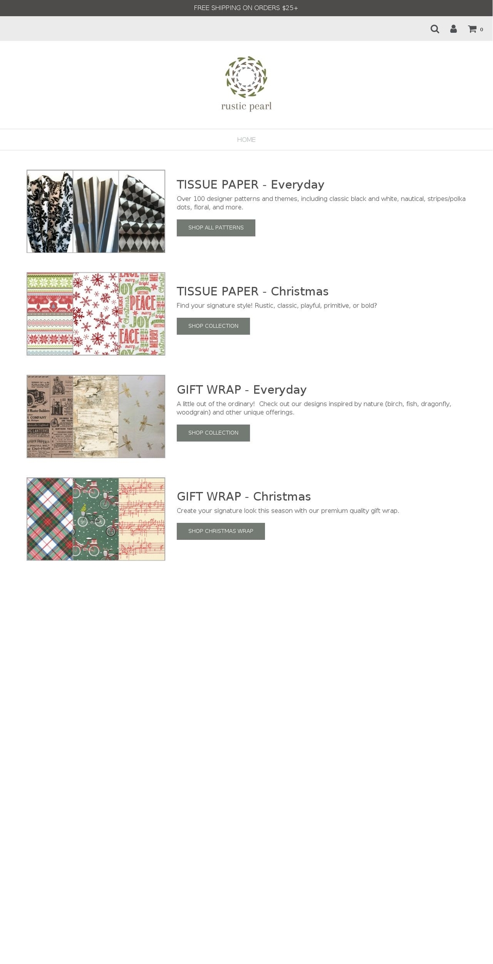 rusticpearlcollection.com — Shopify storefront screenshot