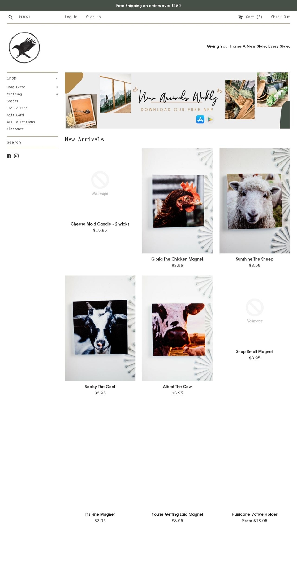 rusticravenhomedecor.com — Shopify storefront screenshot