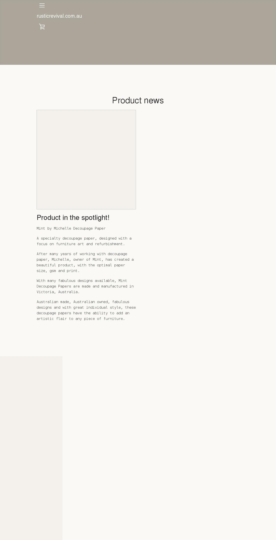 rusticrevival.com.au shopify website screenshot