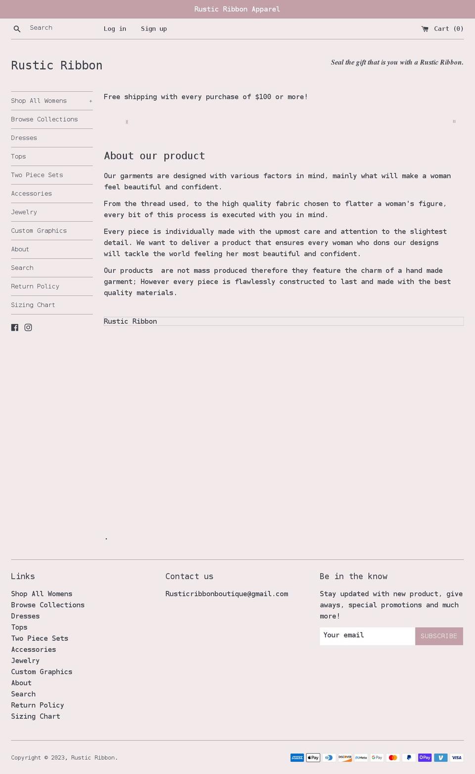 rusticribbon.com shopify website screenshot