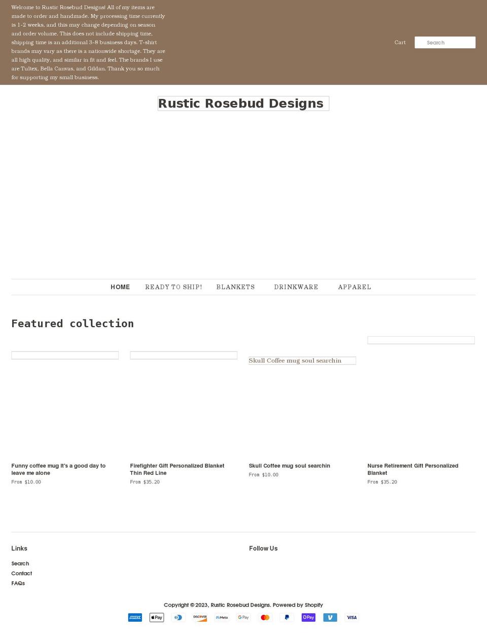 rusticrosebuddesigns.com shopify website screenshot