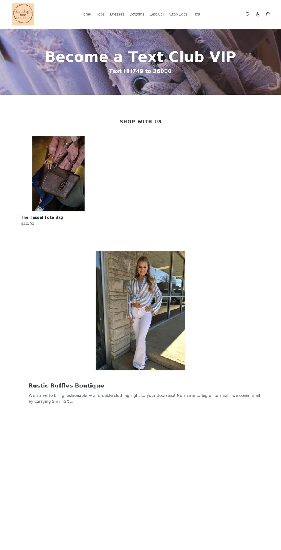rusticrufflesboutique.com shopify website screenshot