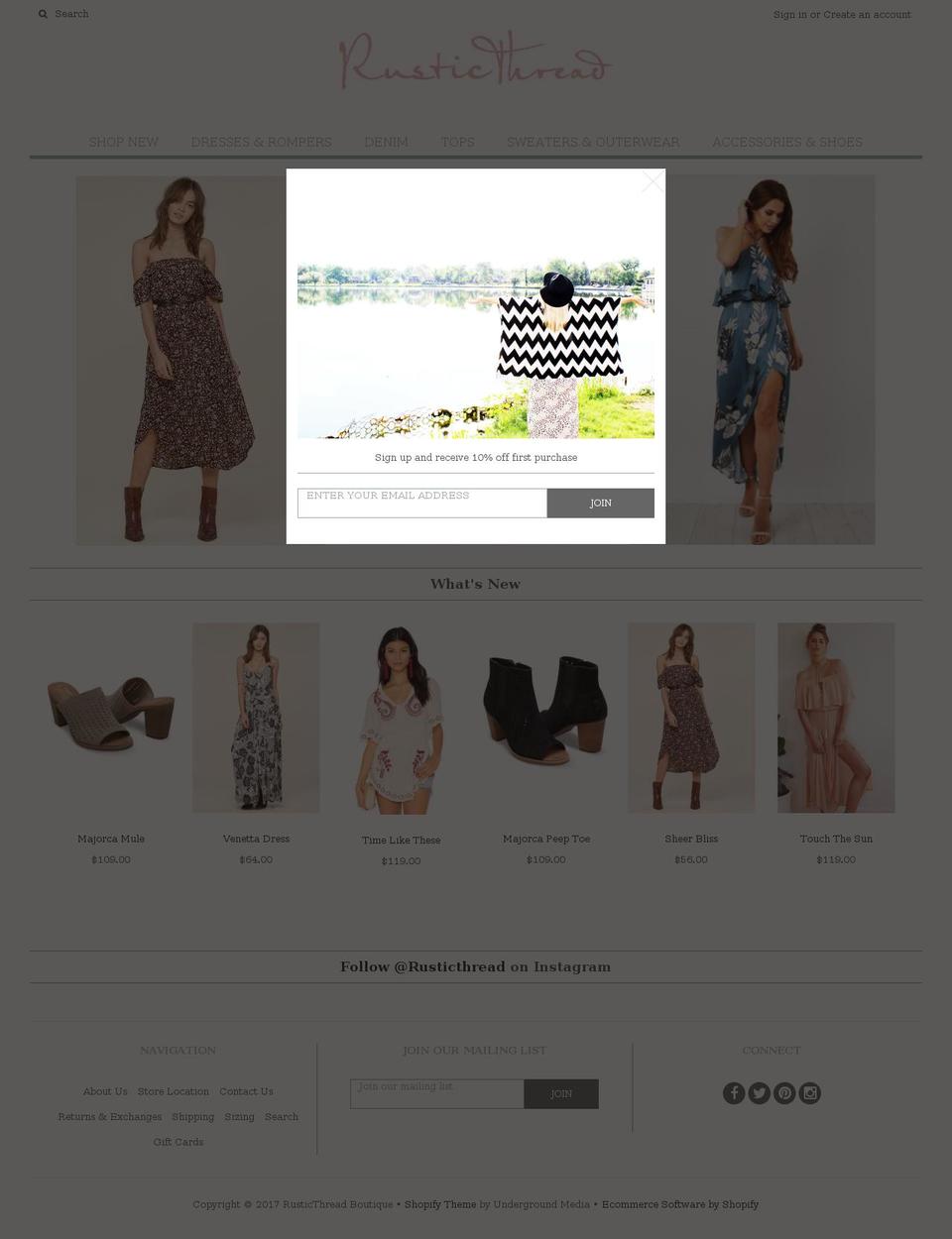rusticthread.com shopify website screenshot
