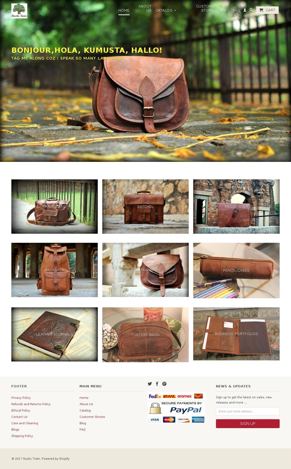 rustictown.com shopify website screenshot