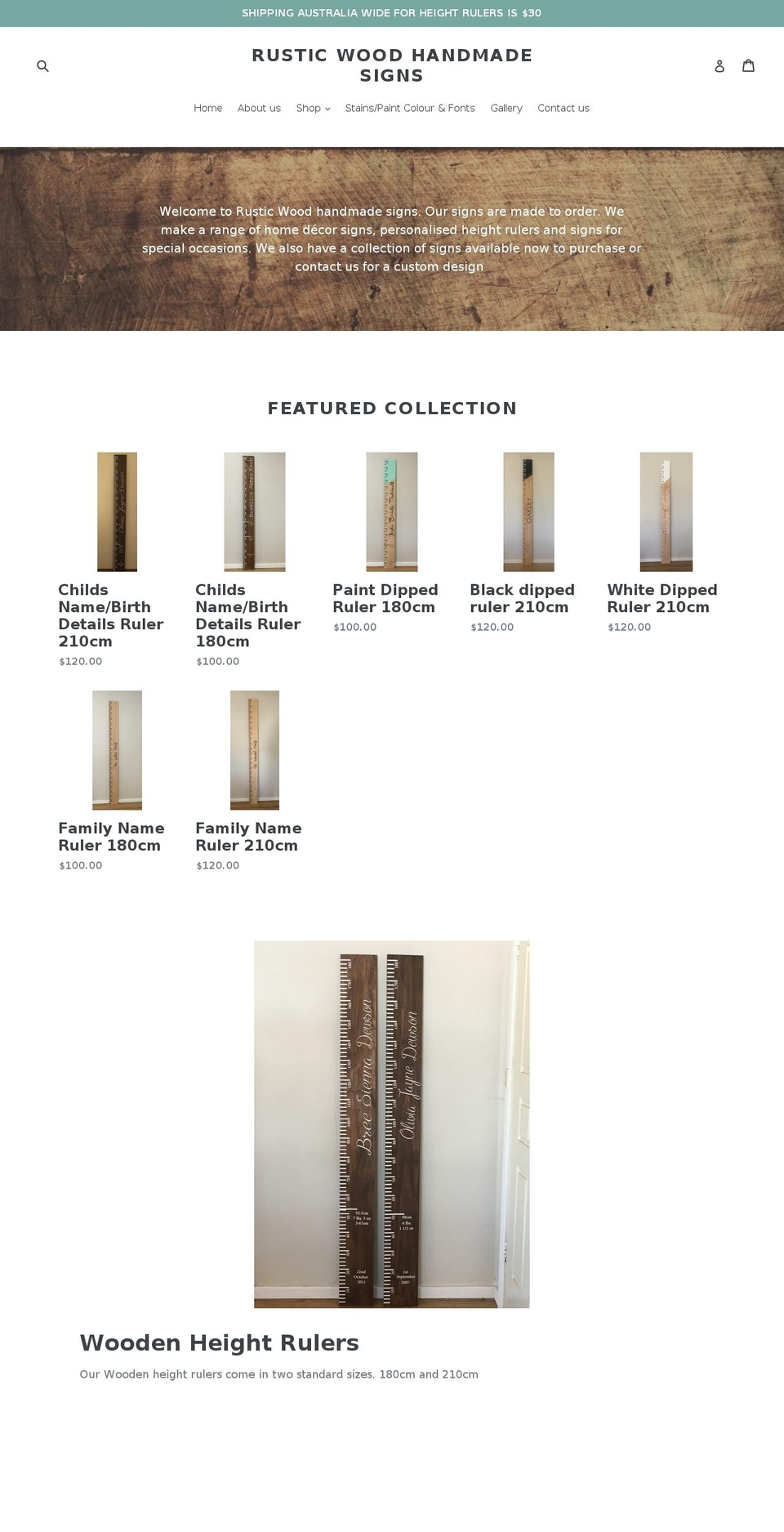 rusticwoodhandmadesigns.com — Shopify storefront screenshot